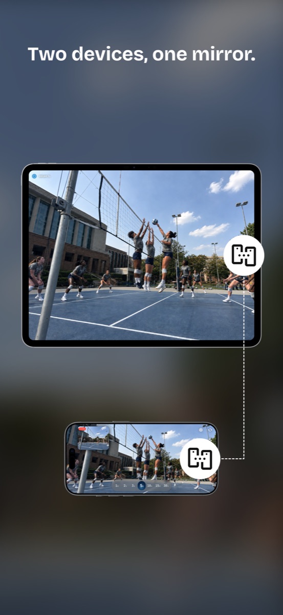 Using the two-device mirror during basketball practice